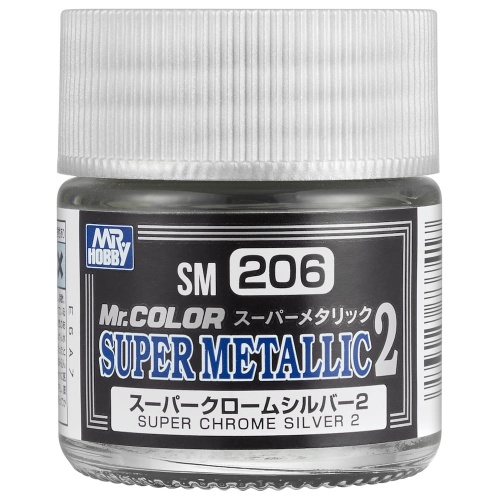 Mr. Hobby SM-206 Super Metallic Chrome Silver 2 paint 10ml