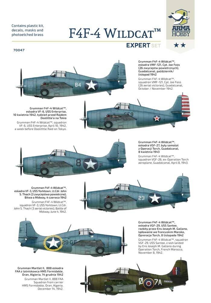 Zdjęcie dodatkowe produktu F4F-4 Wildcat Expert Set 1:72 Arma Hobby 70047