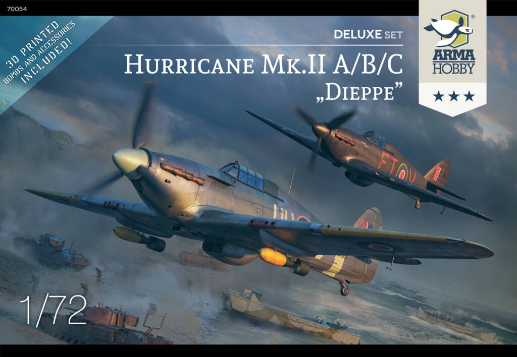 Zdjęcie główne produktu Hurricane Mk II A/B/C Dieppe Deluxe Set 1:72 Arma Hobby 70054