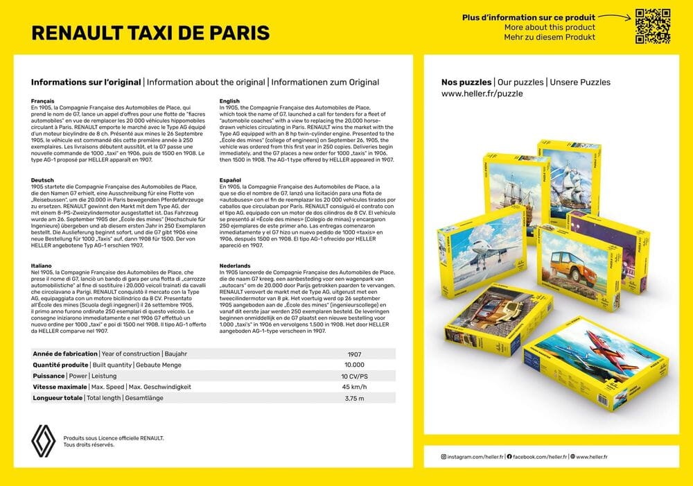 Zdjęcie dodatkowe produktu Puzzle 500 Renault Taxi de Paris (Heller 20705)