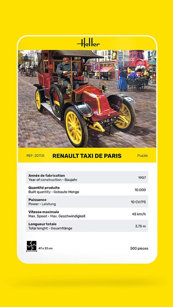 Zdjęcie dodatkowe produktu Puzzle 500 Renault Taxi de Paris (Heller 20705)