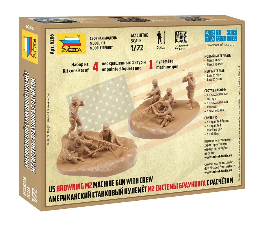 Zdjęcie dodatkowe produktu Karabin maszynowy Browning M2 i załoga 1:72 Zvezda 6286