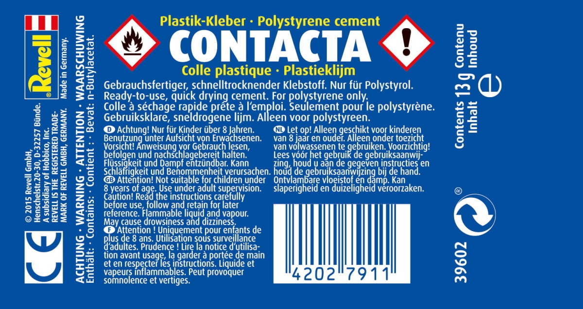 Zdjęcie dodatkowe produktu Klej Revell Contacta w tubce 13g Revell 39602