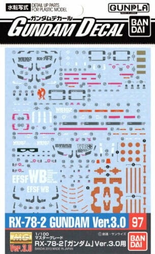 Zdjęcie główne produktu GUNDAM DECAL 97 MG 1/100 GUNDAM Ver.3.0