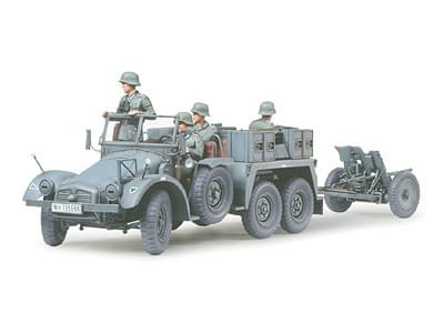 Zdjęcie główne produktu Krupp Protze 1ton (6X4) Towing Truck w/3.7cm Pak 1:35 Tamiya 35259
