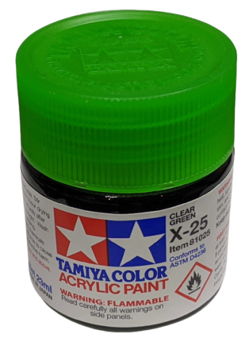 Tamiya 81025 X-25 Clear Green Paint 23ml X25 Acrylic