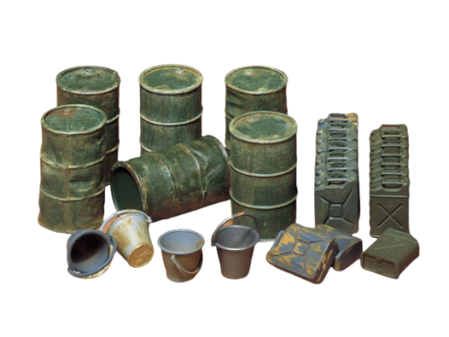 Jerry Cans Set (canisters, barrels, buckets) 1:35 Tamiya 35026