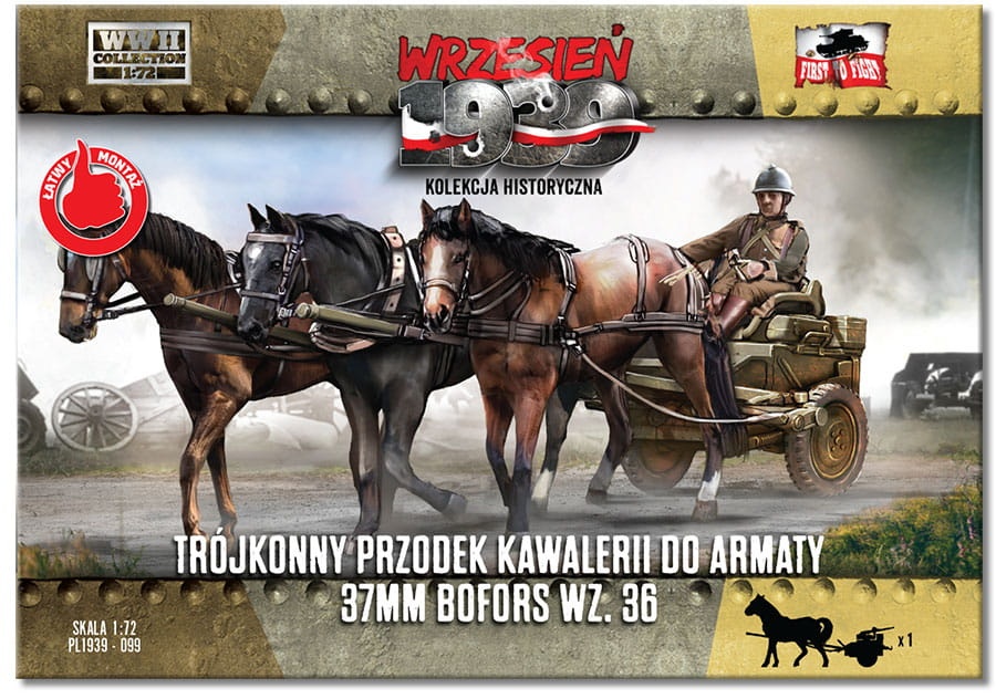 Zdjęcie główne produktu Trójkonny przodek kawalerii do armaty 37mm Bofors wz. 36 1:72 First To Fight PL099