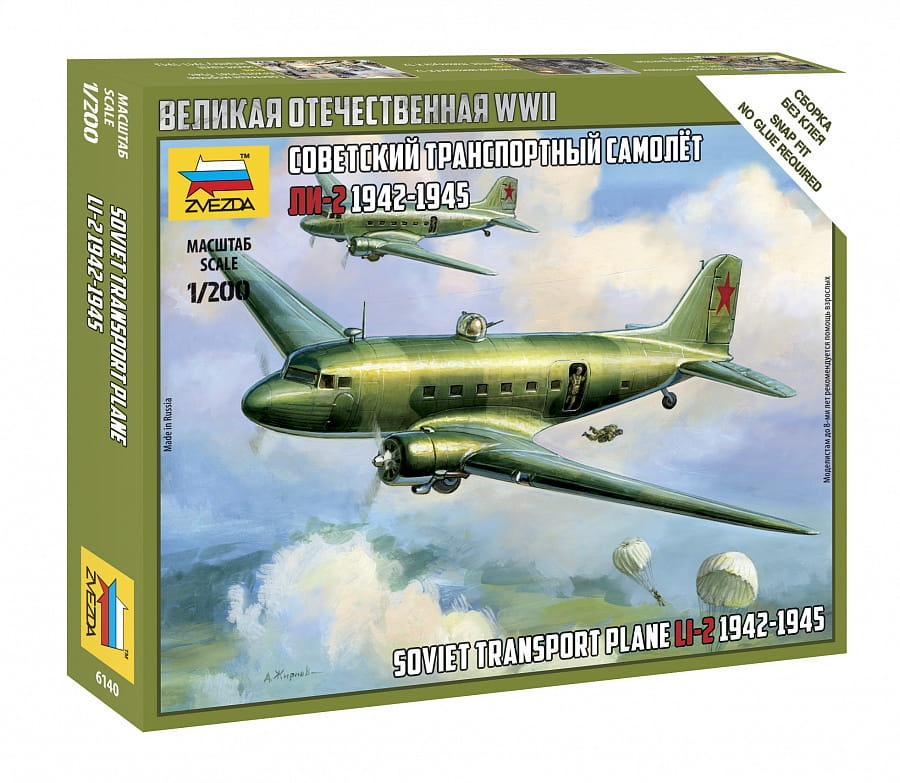 Zdjęcie główne produktu Li-2 (1942-1945) Soviet Transport Plane 1:200 Zvezda 6140