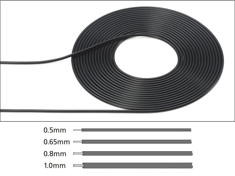 Zdjęcie dodatkowe produktu Przewód o średnicy zewn. 1mm (czarny) Tamiya 12678