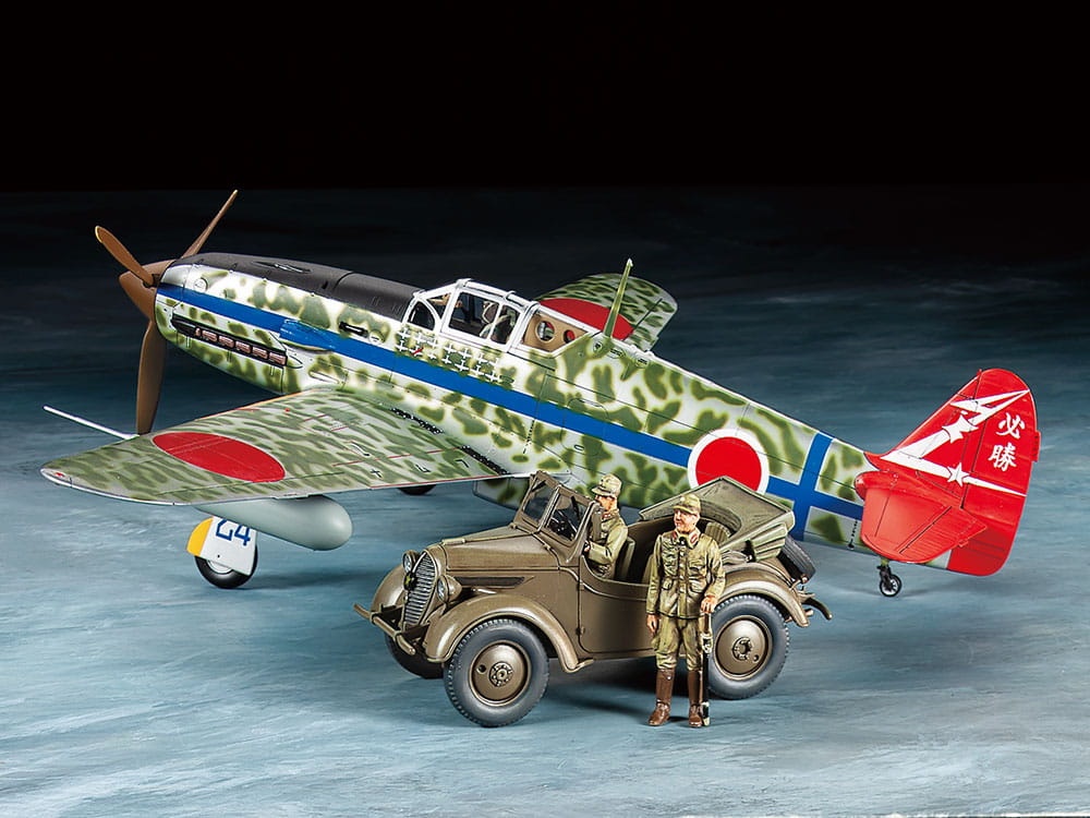 Zdjęcie dodatkowe produktu Kawasaki Ki-61-Id Hien (Tony) & 4x4 Light Vehicle Kurogane Set 1:48 Tamiya 25203