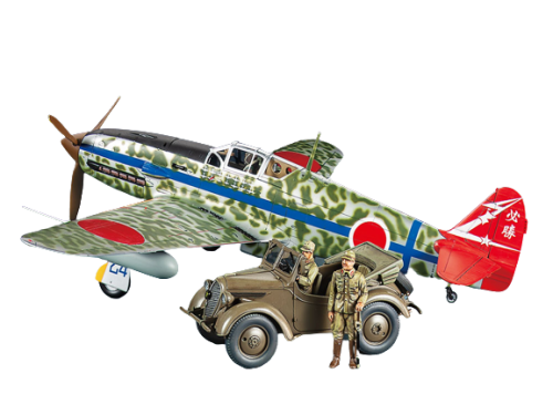 Kawasaki Ki-61-Id Hien (Tony) & 4x4 Light Vehicle Kurogane Set 1:48 Tamiya 25203