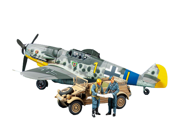 Zdjęcie główne produktu Messerschmitt Bf109 G-6 & Kubelwagen Type 82 Set 1:48 Tamiya 25204