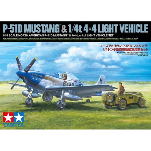 North American P-51D Mustang & 1/4-ton 4x4 Light Vehicle Set 1:48 Tamiya 25205