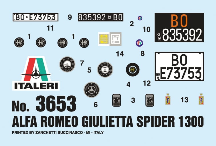 Zdjęcie dodatkowe produktu Alfa Romeo Giulietta Spider 1300 1:24 Italeri 3653