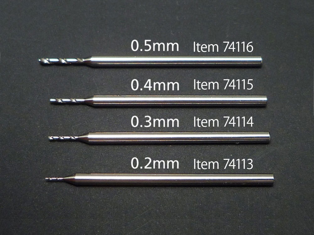Zdjęcie dodatkowe produktu Wiertło precyzyjne 0,4 mm (śr. trzonu 1,0 mm) Tamiya 74115