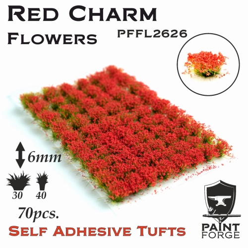 Red Charm Flowers 6mm (70pcs) Paint Forge PFFL2626