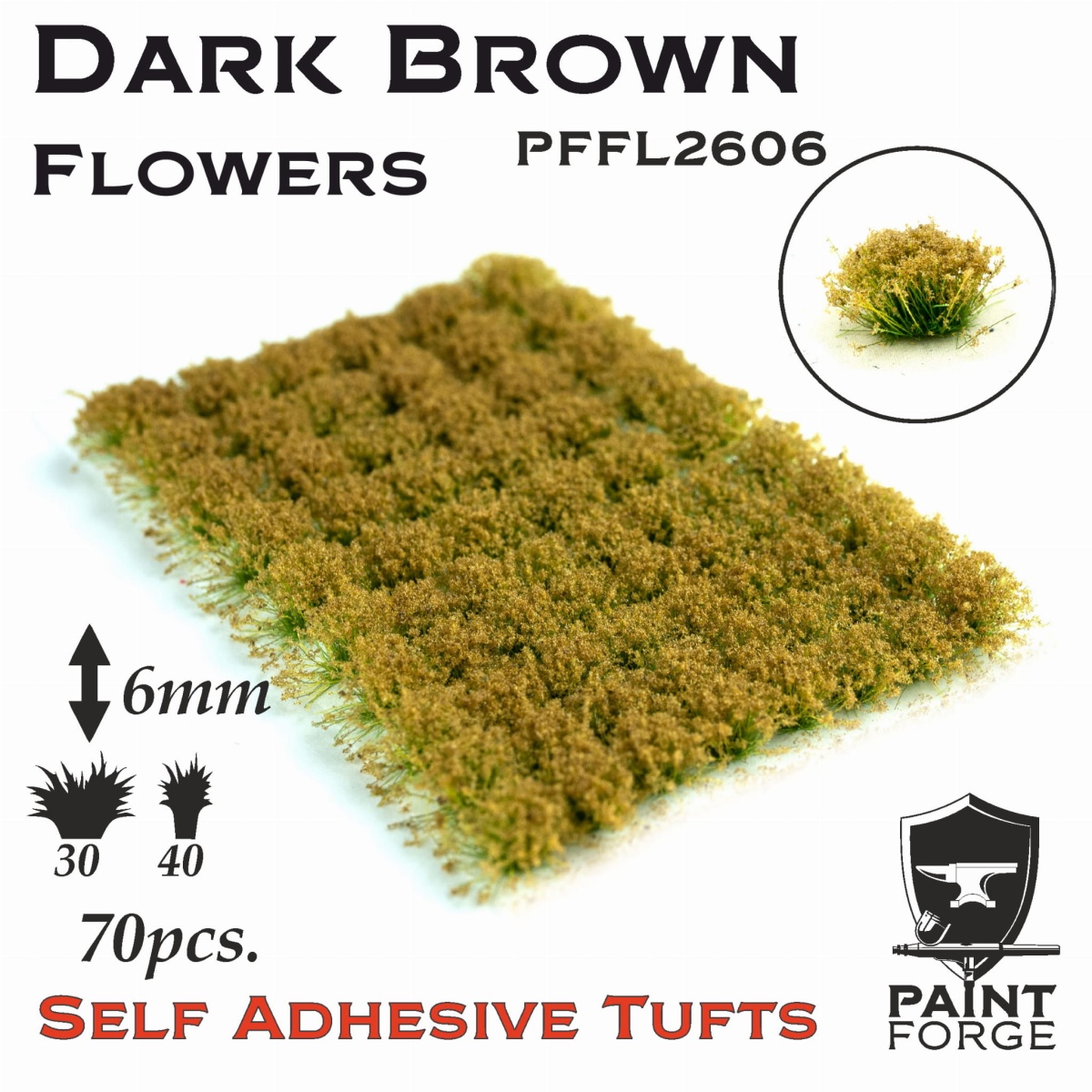 Zdjęcie główne produktu Dark Brown Flowers 6mm (70szt) Paint Forge PFFL2606