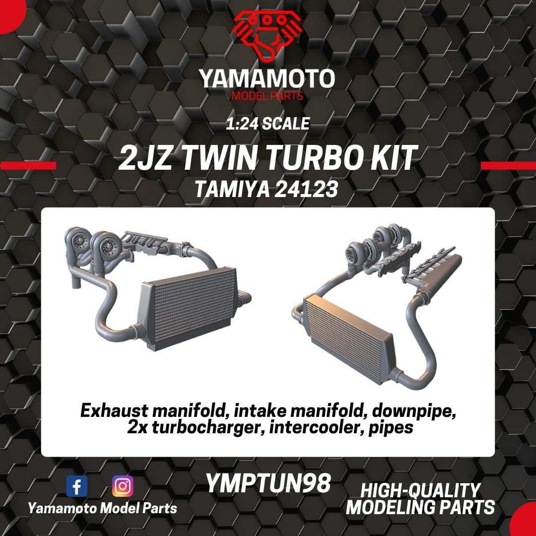 Zdjęcie dodatkowe produktu 2JZ Twin Turbo Kit for Tamiya Supra MK4 24123 Yamamoto YMPTUN98