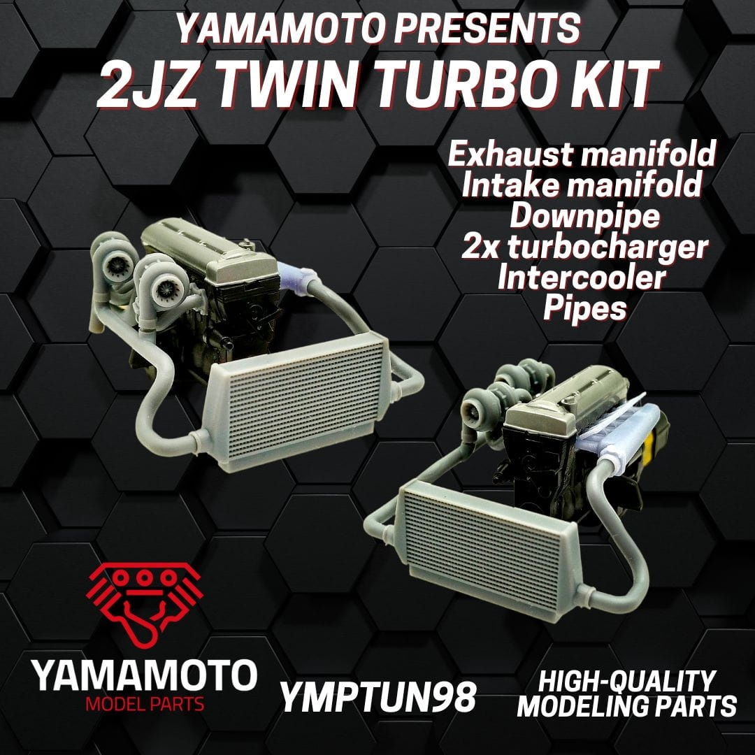 Zdjęcie dodatkowe produktu 2JZ Twin Turbo Kit for Tamiya Supra MK4 24123 Yamamoto YMPTUN98