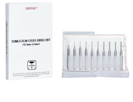 Zdjęcie dodatkowe produktu Zestaw wierteł ze stali wolframowej 0,3-1.2mm (10szt) DSPIAE DB-03