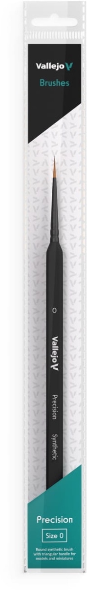 Zdjęcie dodatkowe produktu Pędzel okrągły syntetyczny 0 Vallejo B03000 Precision Round Synthetic Brush, Triangular Handle No. 0