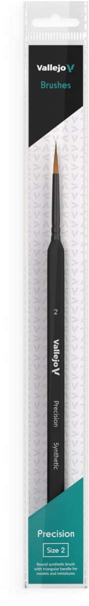 Zdjęcie dodatkowe produktu Pędzel okrągły syntetyczny 2 Vallejo B03002 Precision Round Synthetic Brush, Triangular Handle No. 2