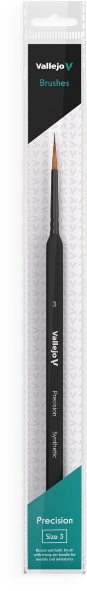 Zdjęcie dodatkowe produktu Pędzel okrągły syntetyczny 3 Vallejo B03003 Precision Round Synthetic Brush, Triangular Handle No. 3