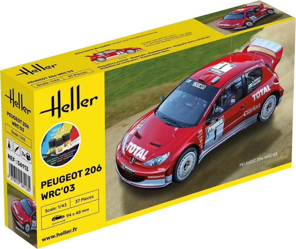 Zdjęcie dodatkowe produktu Peugeot 206 WRC '03 Starter Kit 1:43 Heller 56113