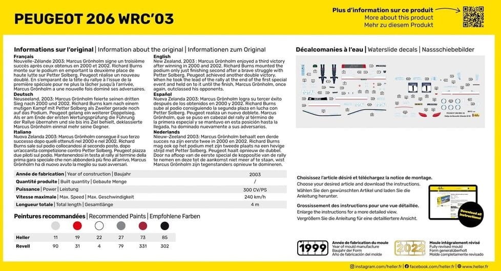Zdjęcie dodatkowe produktu Peugeot 206 WRC '03 Starter Kit 1:43 Heller 56113