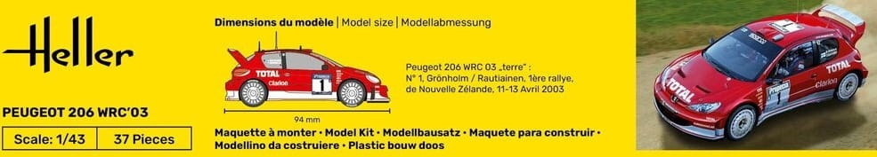Zdjęcie dodatkowe produktu Peugeot 206 WRC '03 Starter Kit 1:43 Heller 56113