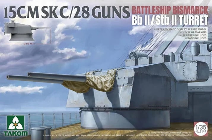 Zdjęcie główne produktu SK C/28 15CM Guns Bismarck Bb II/Stb II Turret 1:35 Takom 2147