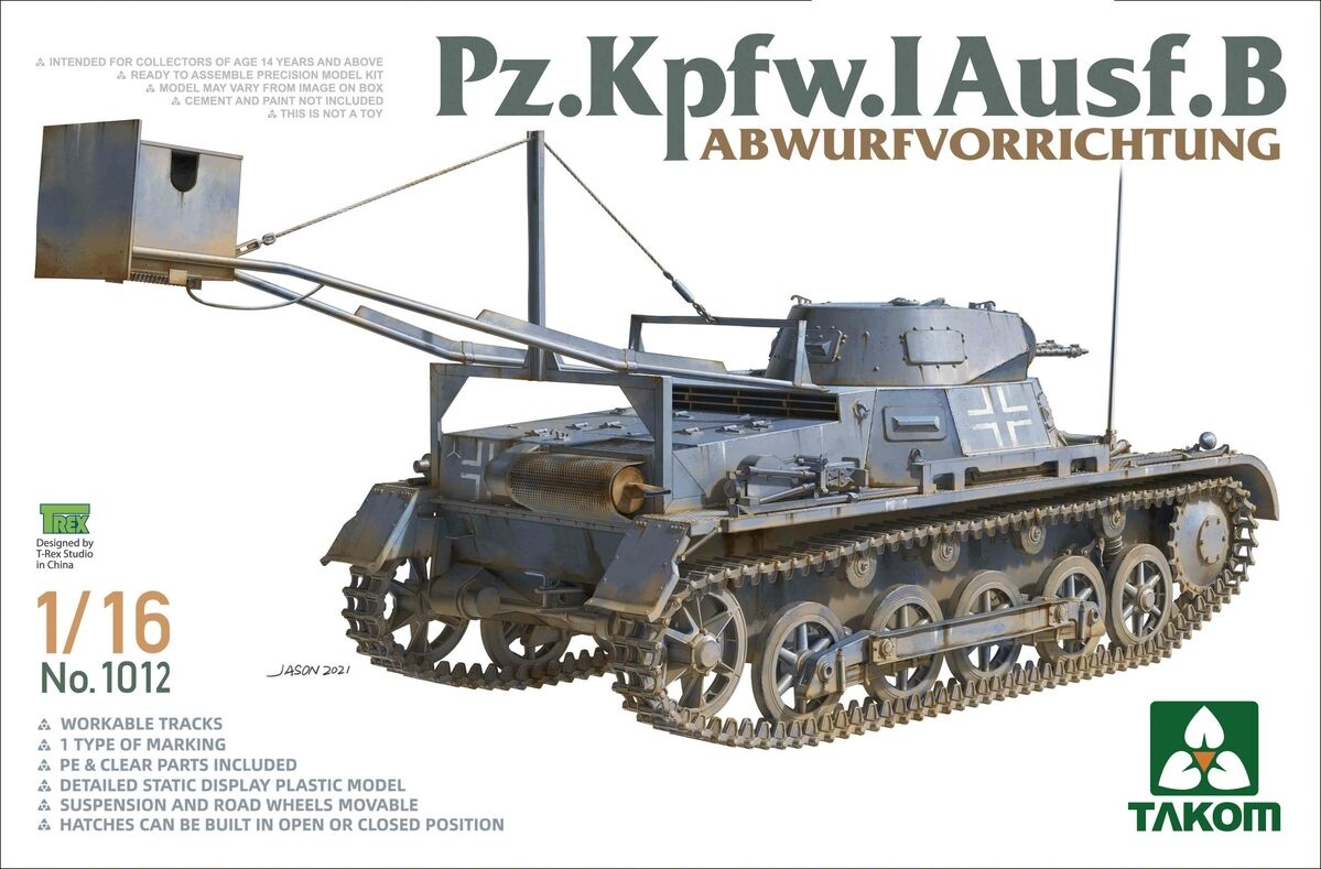 Zdjęcie główne produktu Pz.Kpfw. I Ausf.B Abwurfvorrichtung 1:16 Takom 1012