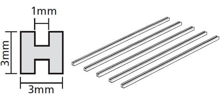 Zdjęcie dodatkowe produktu Profil plastikowy H 3x3mm, dł. 40cm (5szt) Tamiya 70206