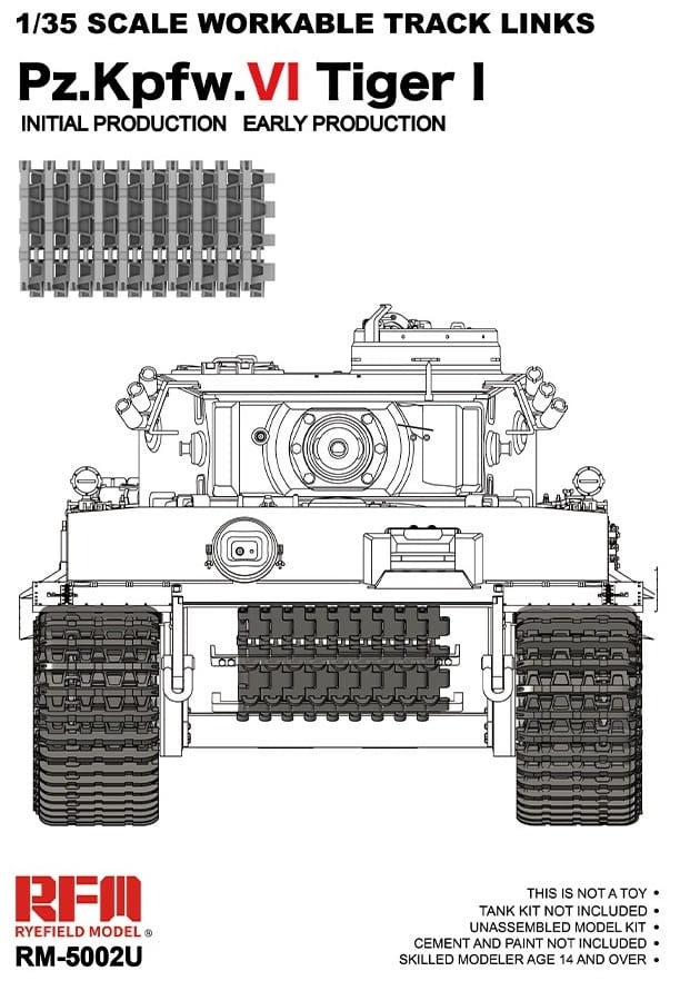 Zdjęcie główne produktu Gąsienice ruchome do Pz.Kpfw.VI Tiger I 1:35 Rye Field Model 5002U