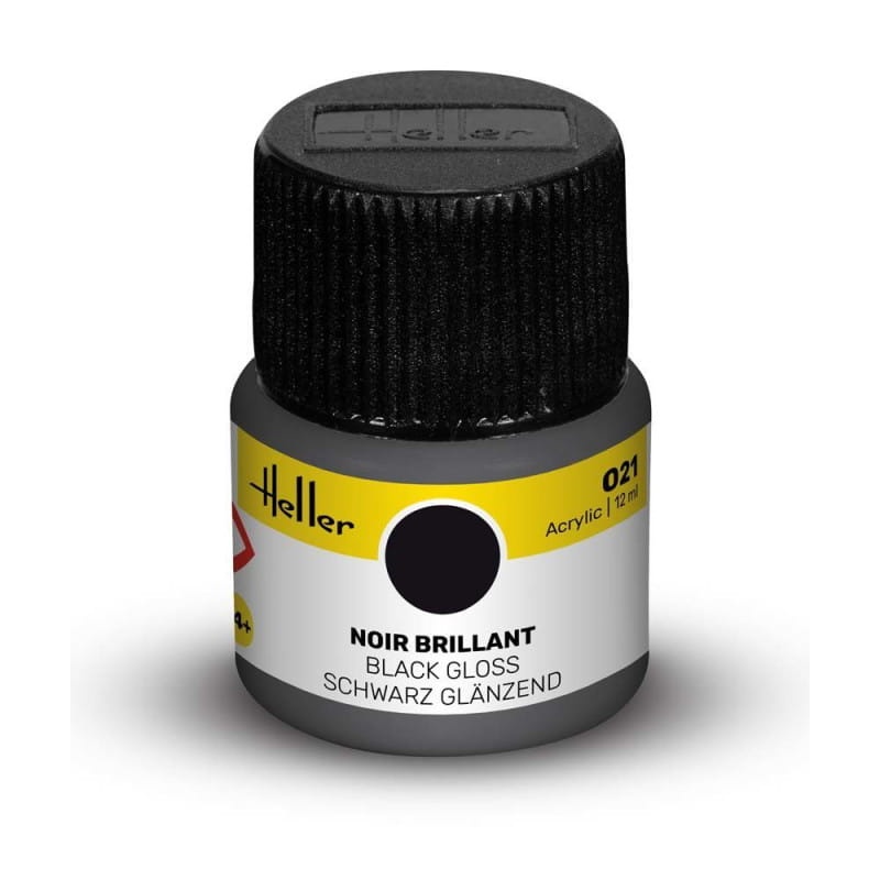 Zdjęcie główne produktu Heller farba akrylowa 021 Black błyszcząca 12ml