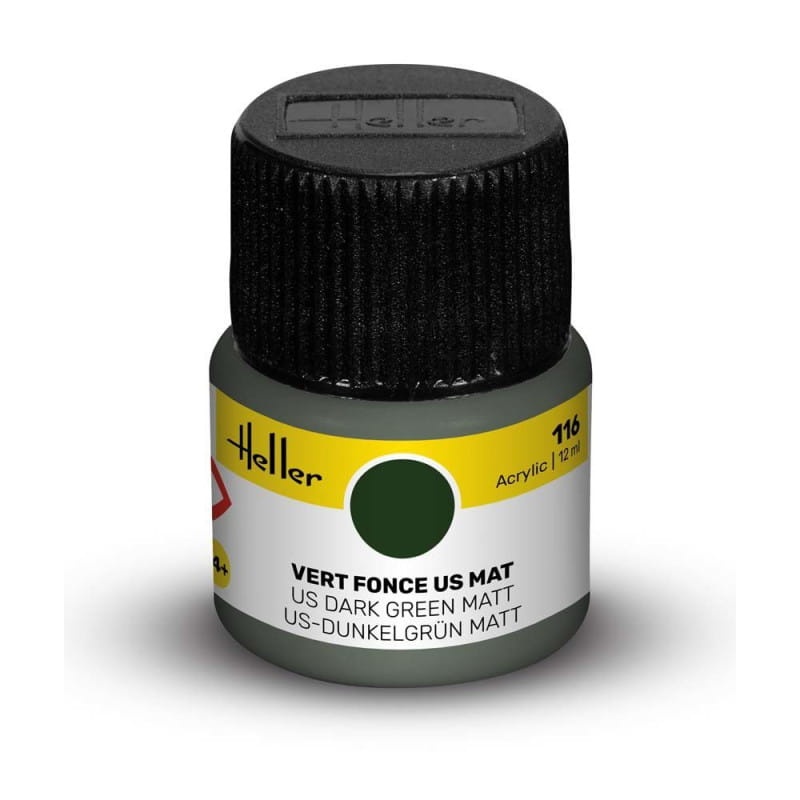 Zdjęcie główne produktu Heller farba akrylowa 116 US Dark Green matowa 12ml