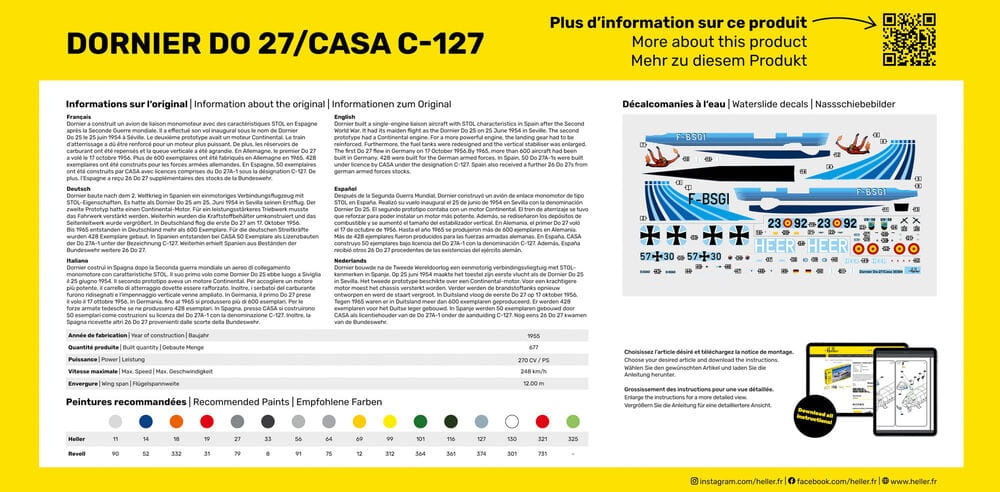 Zdjęcie dodatkowe produktu DO27/CASA C-127 1:72 Heller 35304 STARTER KIT