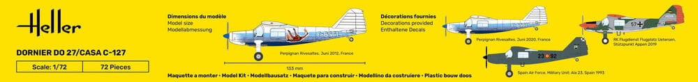 Zdjęcie dodatkowe produktu DO27/CASA C-127 1:72 Heller 35304 STARTER KIT