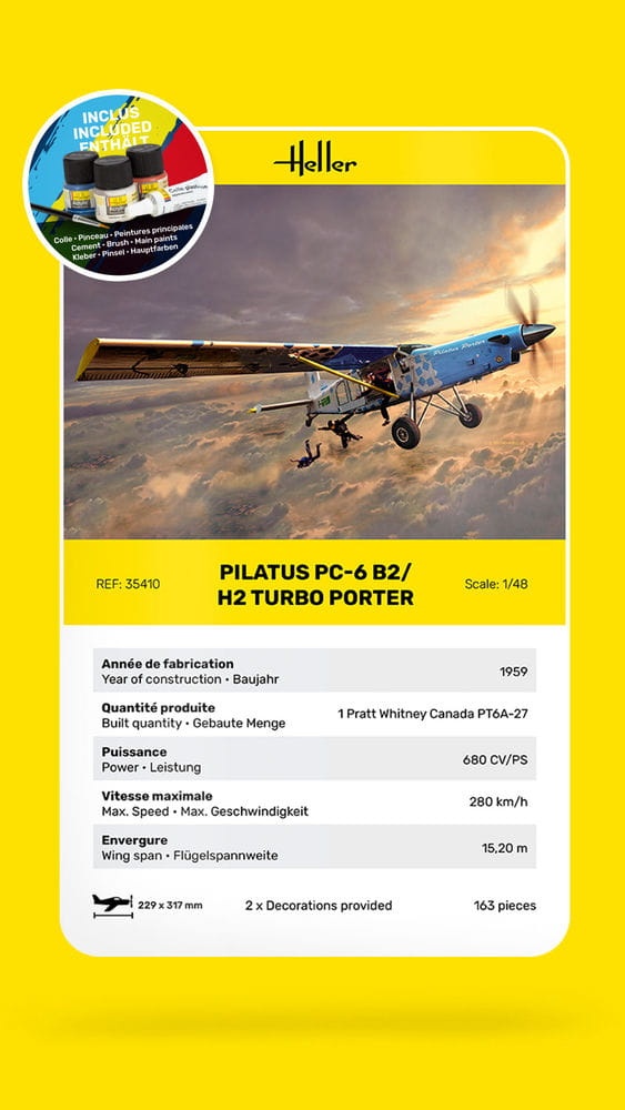Zdjęcie dodatkowe produktu Pilatus PC-6 B2/H2 Turbo Porter 1:48 Heller 35410 STARTER KIT