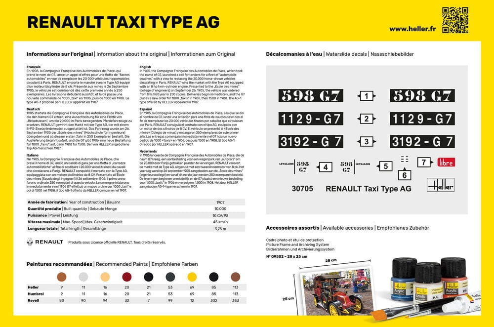 Zdjęcie dodatkowe produktu Renault Taxi Type AG 1:24 Heller 35705 STARTER KIT