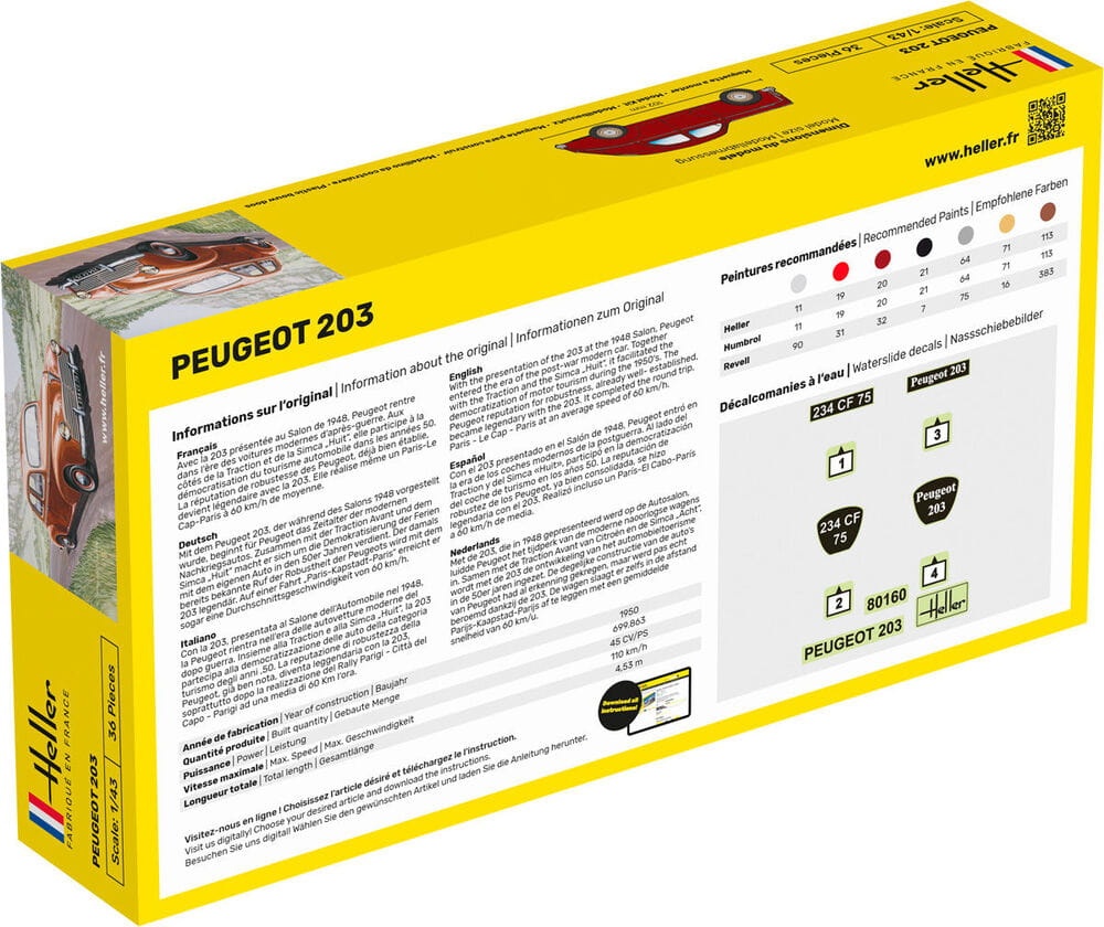 Zdjęcie dodatkowe produktu Peugeot 203 1:43 Heller 56160 STARTER KIT