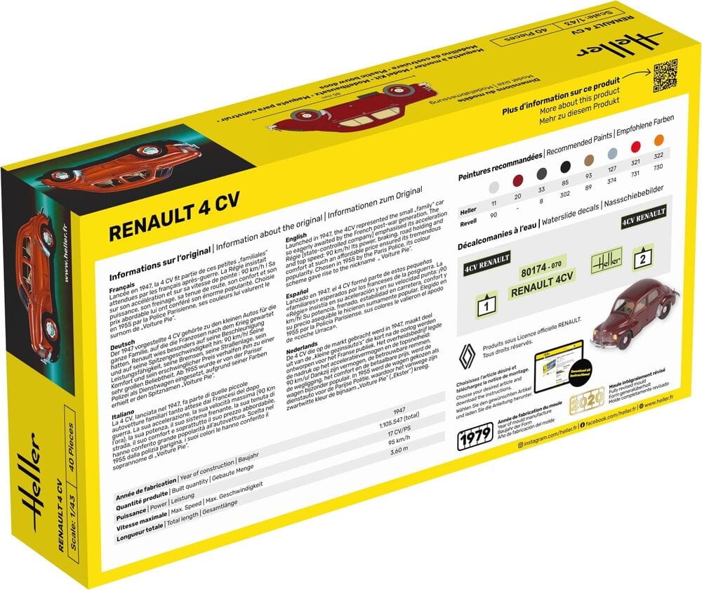 Zdjęcie dodatkowe produktu Renault 4 CV 1:43 Heller 56174 STARTER KIT