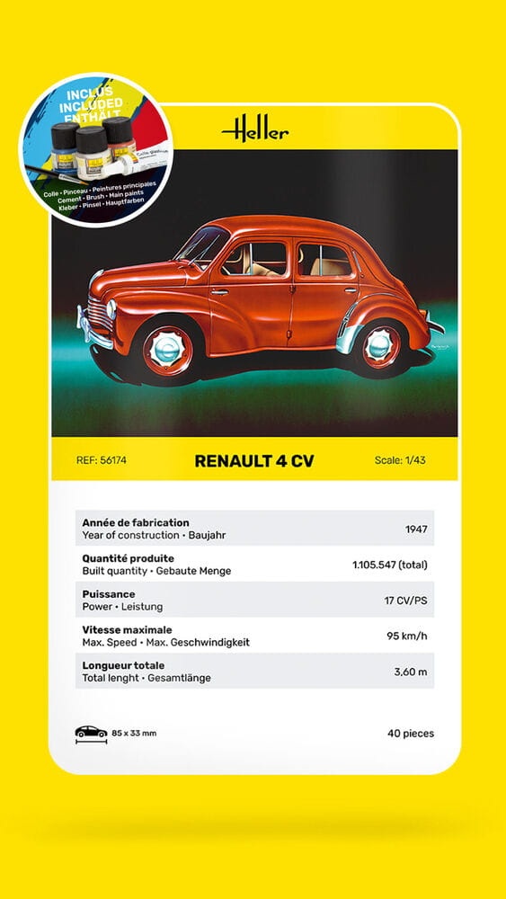 Zdjęcie dodatkowe produktu Renault 4 CV 1:43 Heller 56174 STARTER KIT