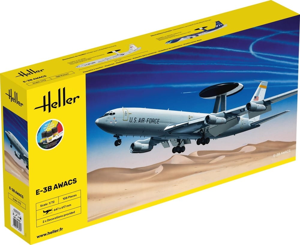 Zdjęcie główne produktu E-3B Awacs 1:72 Heller 56308 STARTER KIT