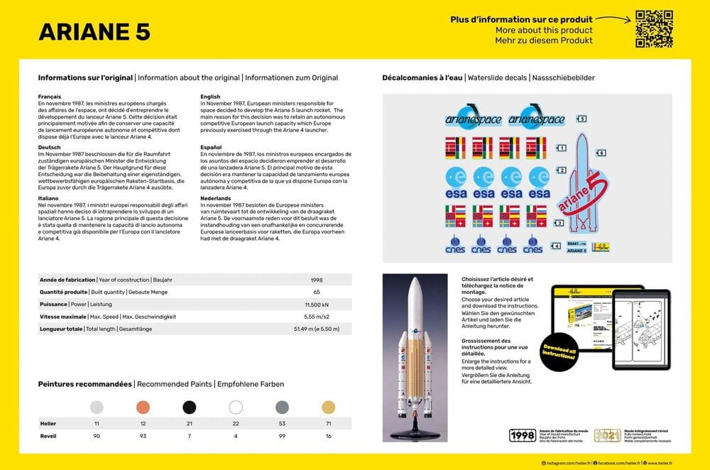 Zdjęcie dodatkowe produktu Ariane 5 1:125 Heller 56441 STARTER KIT