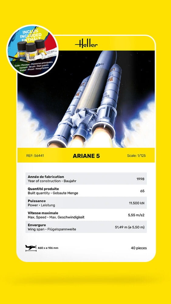 Zdjęcie dodatkowe produktu Ariane 5 1:125 Heller 56441 STARTER KIT