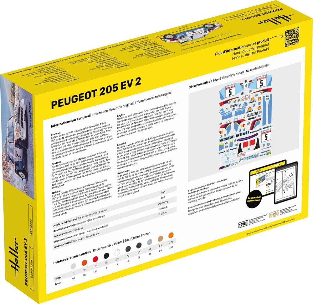 Zdjęcie dodatkowe produktu Peugeot 205 EV 2 1:24 Heller 56716 STARTER KIT
