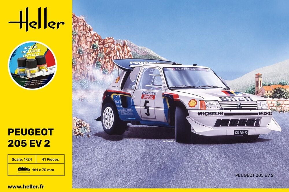 Zdjęcie dodatkowe produktu Peugeot 205 EV 2 1:24 Heller 56716 STARTER KIT