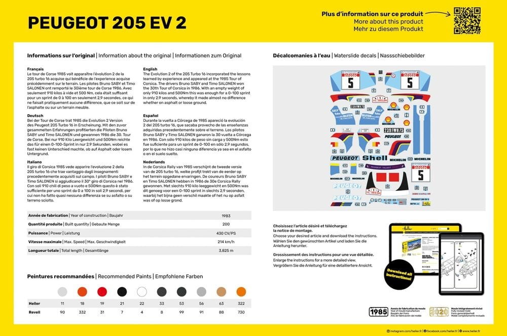 Zdjęcie dodatkowe produktu Peugeot 205 EV 2 1:24 Heller 56716 STARTER KIT
